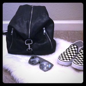 Black Vegan Leather Backpack 🎒